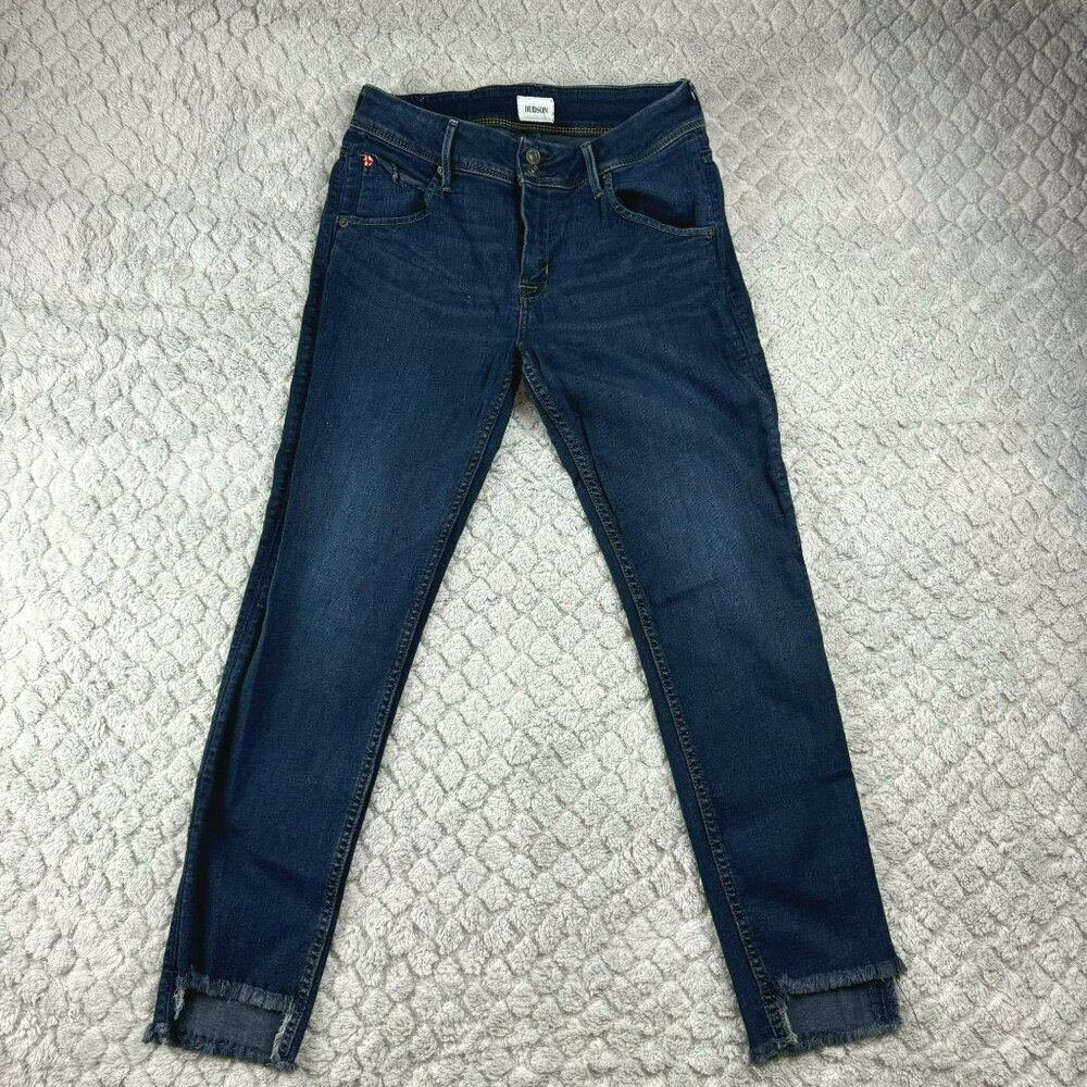 Hudson‎ Womens Skinny Jeans Size 28 Dark Wash Denim chewed hem